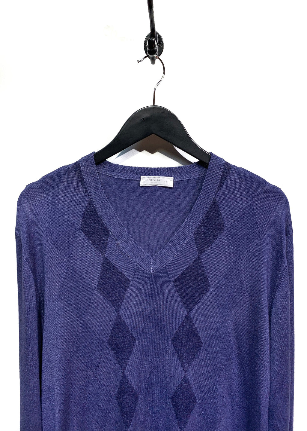 Prada Blue Argil Diamond Pattern Sweater