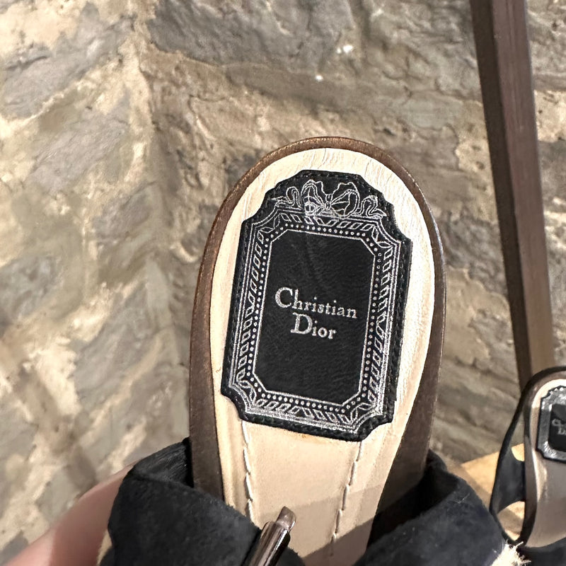 Christian Dior Wood Clog Heel Sandals Leopard Print