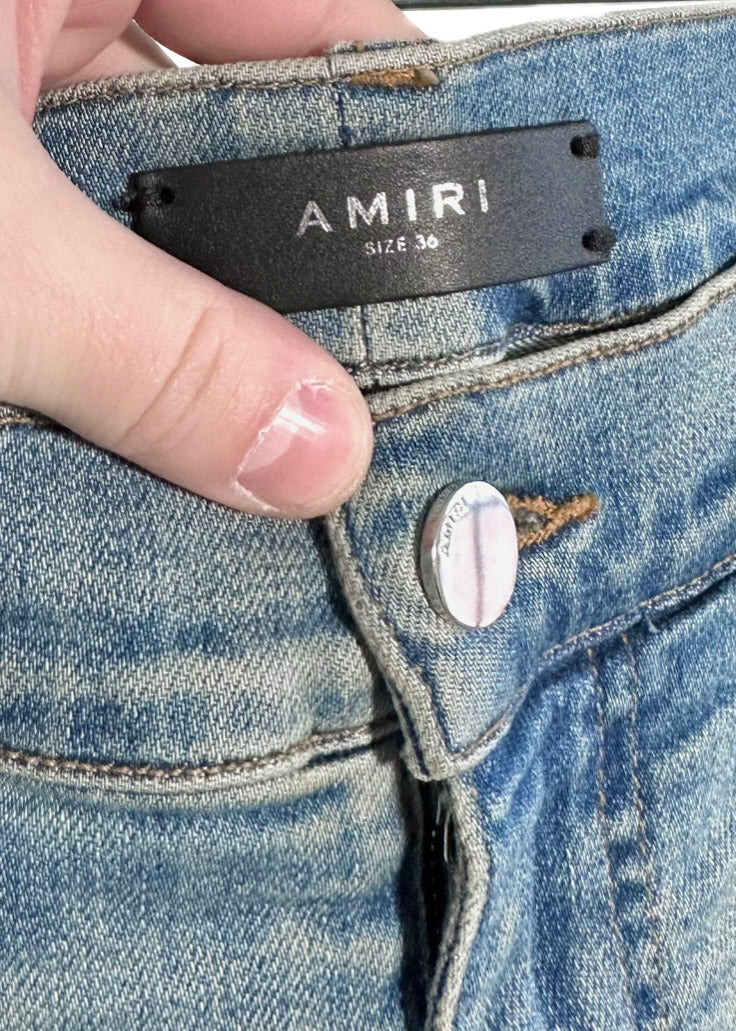 Amiri MX1 Washed Out Blue Camouflage Jeans