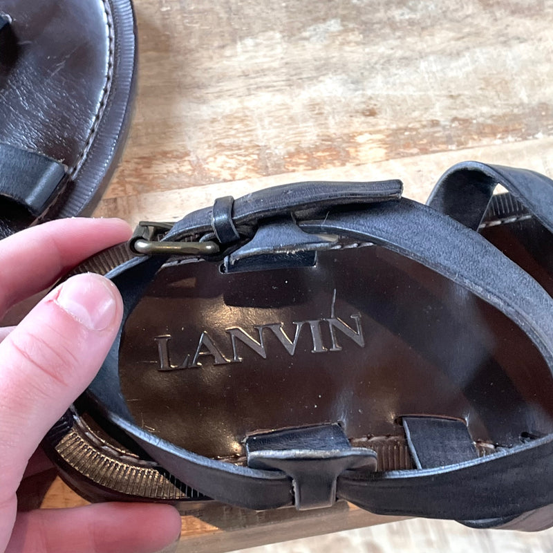 Lanvin Anthracite Strap Sandals