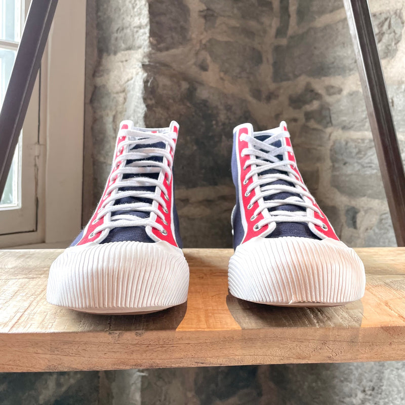 Thom Browne Navy Red Canvas High Top Sneakers