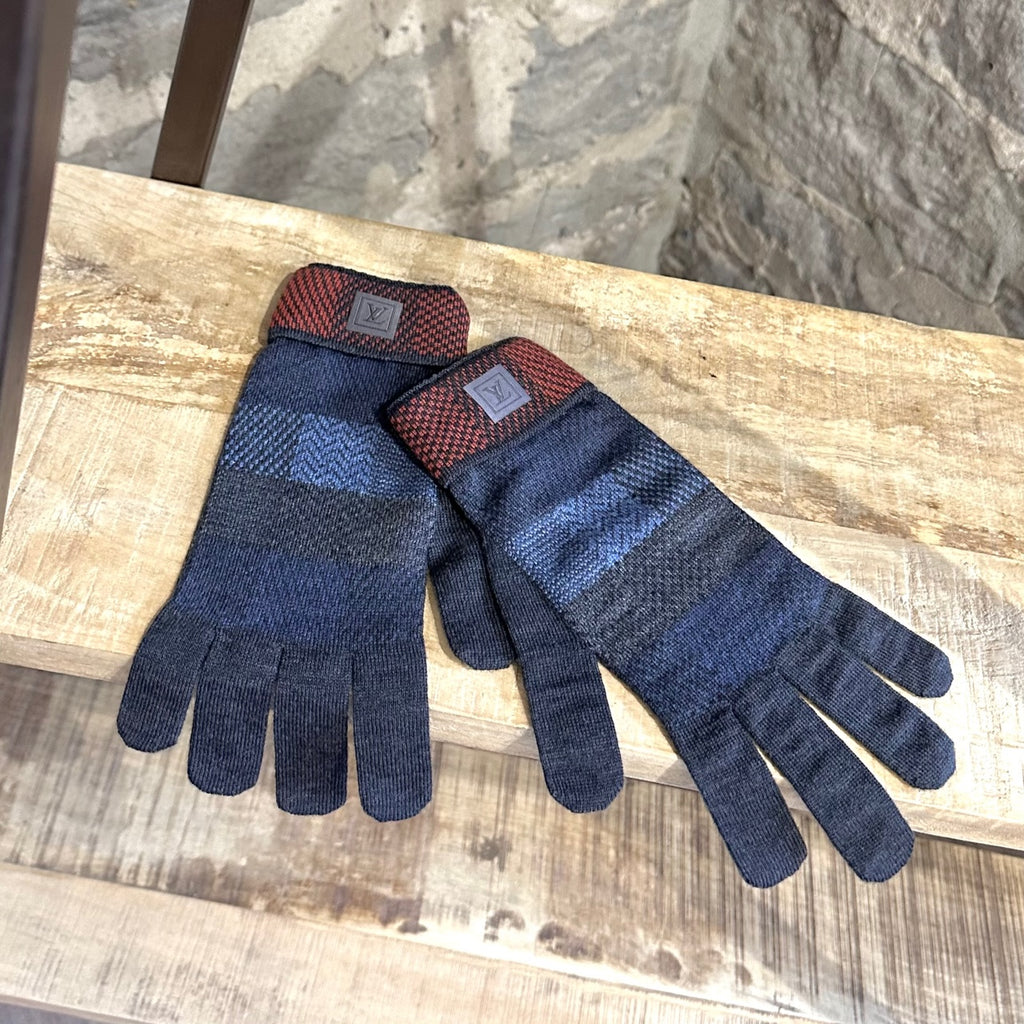 Louis Vuitton Grey Wool Patterned Knit Gloves