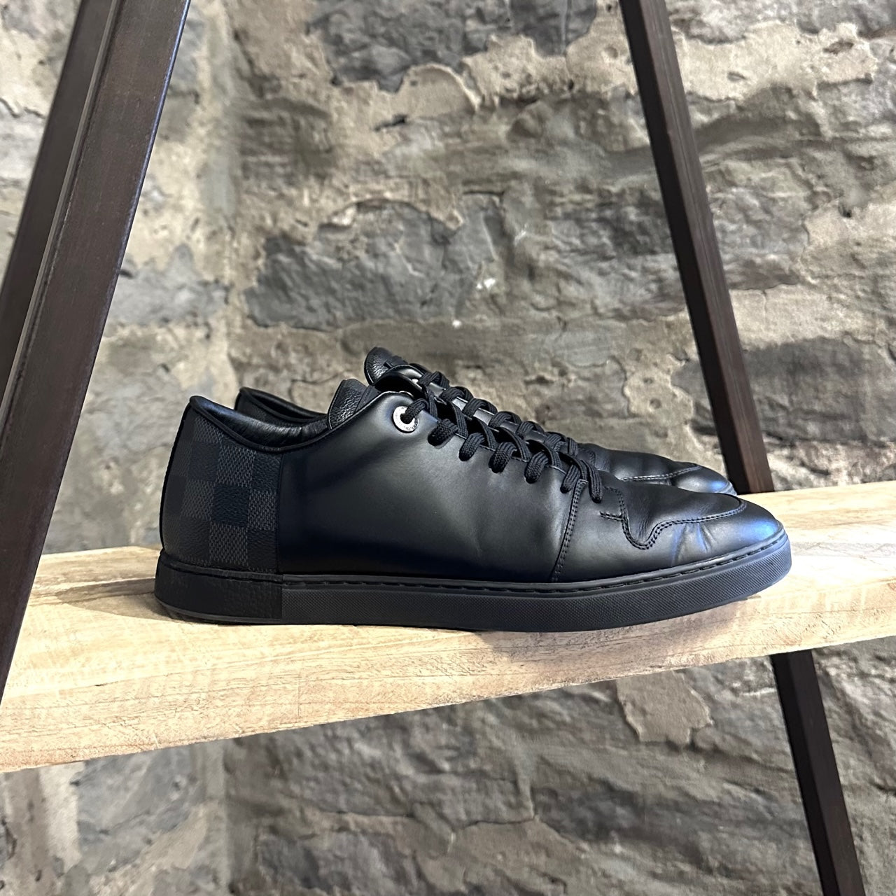 Louis Vuitton Black Leather Damier Line Up Low-top Sneakers – Boutique LUC.S