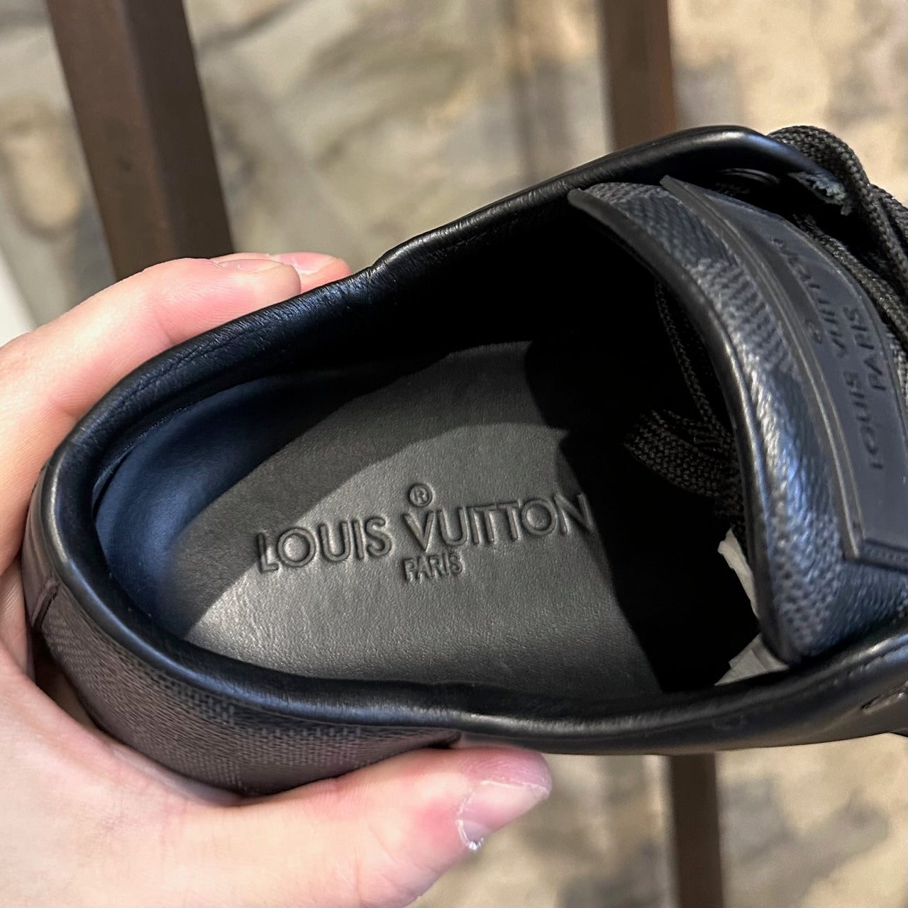 Louis Vuitton Men's Black Leather Damier Line-Up Sneaker – Luxuria & Co.