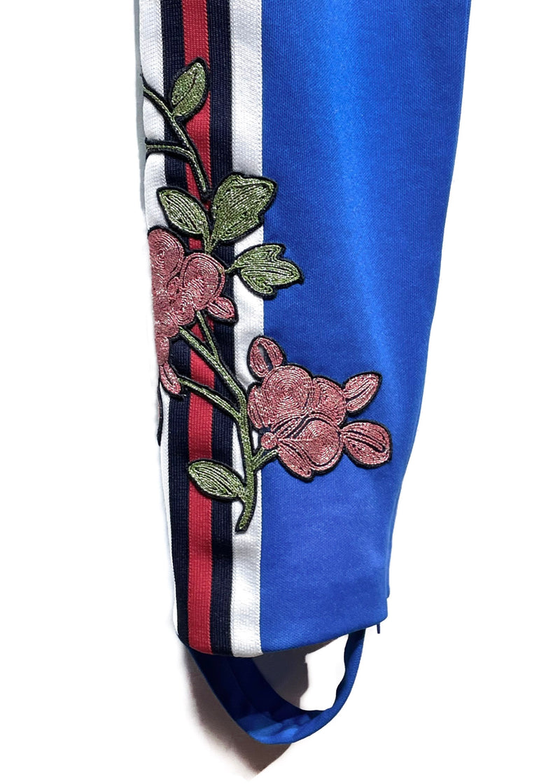 Gucci 2017 Blue Floral Embroidered Stirrup Leggings