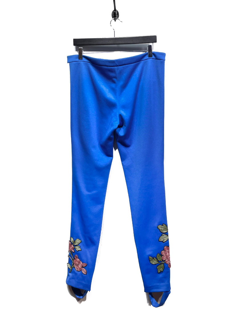 Gucci 2017 Blue Floral Embroidered Stirrup Leggings