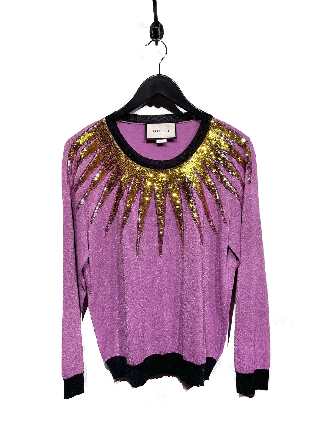 Gucci Purple Lurex Gold-tone Sequins Sweater