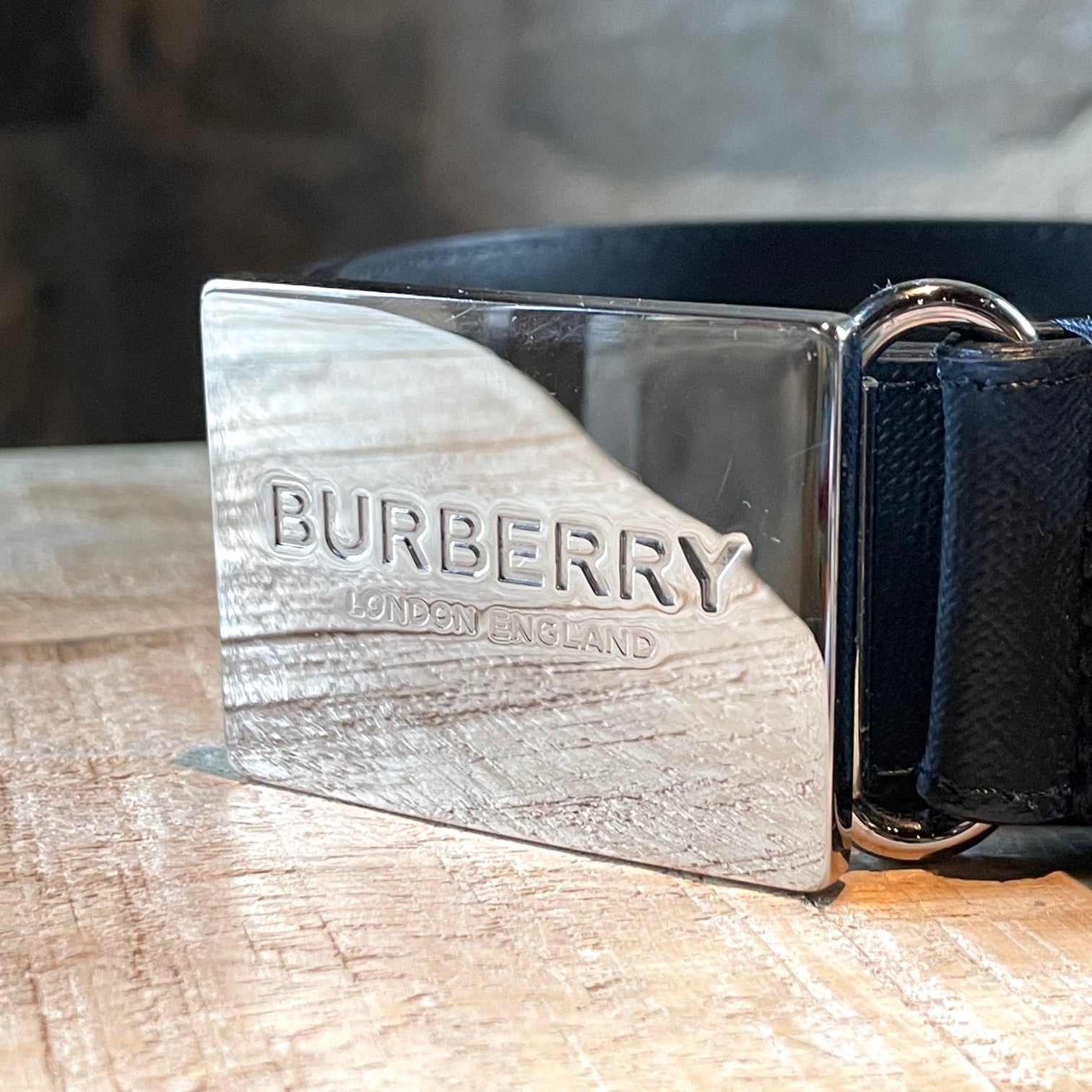 Burberry Black Blue Checkered Logo Buckle Belt – Boutique LUC.S