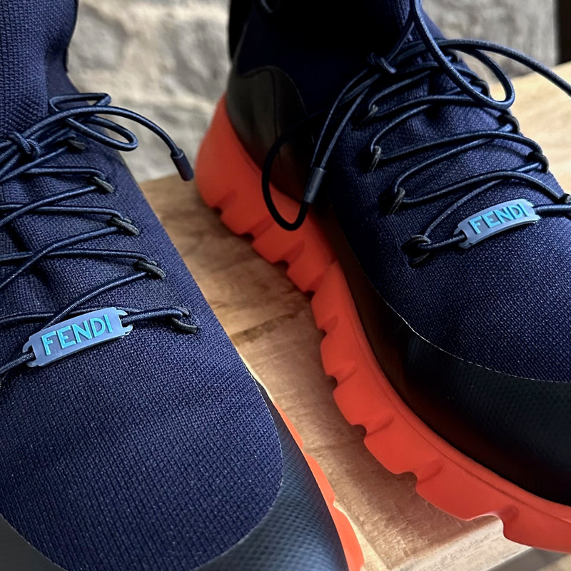 Fendi Navy Blue "Love Fendi" Sock Sneakers