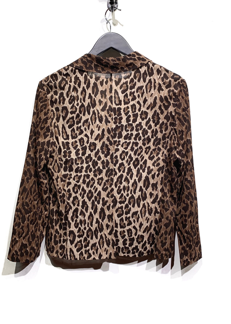 Dolce & Gabbana Brown Leopard Print Stretch Silk Blouse