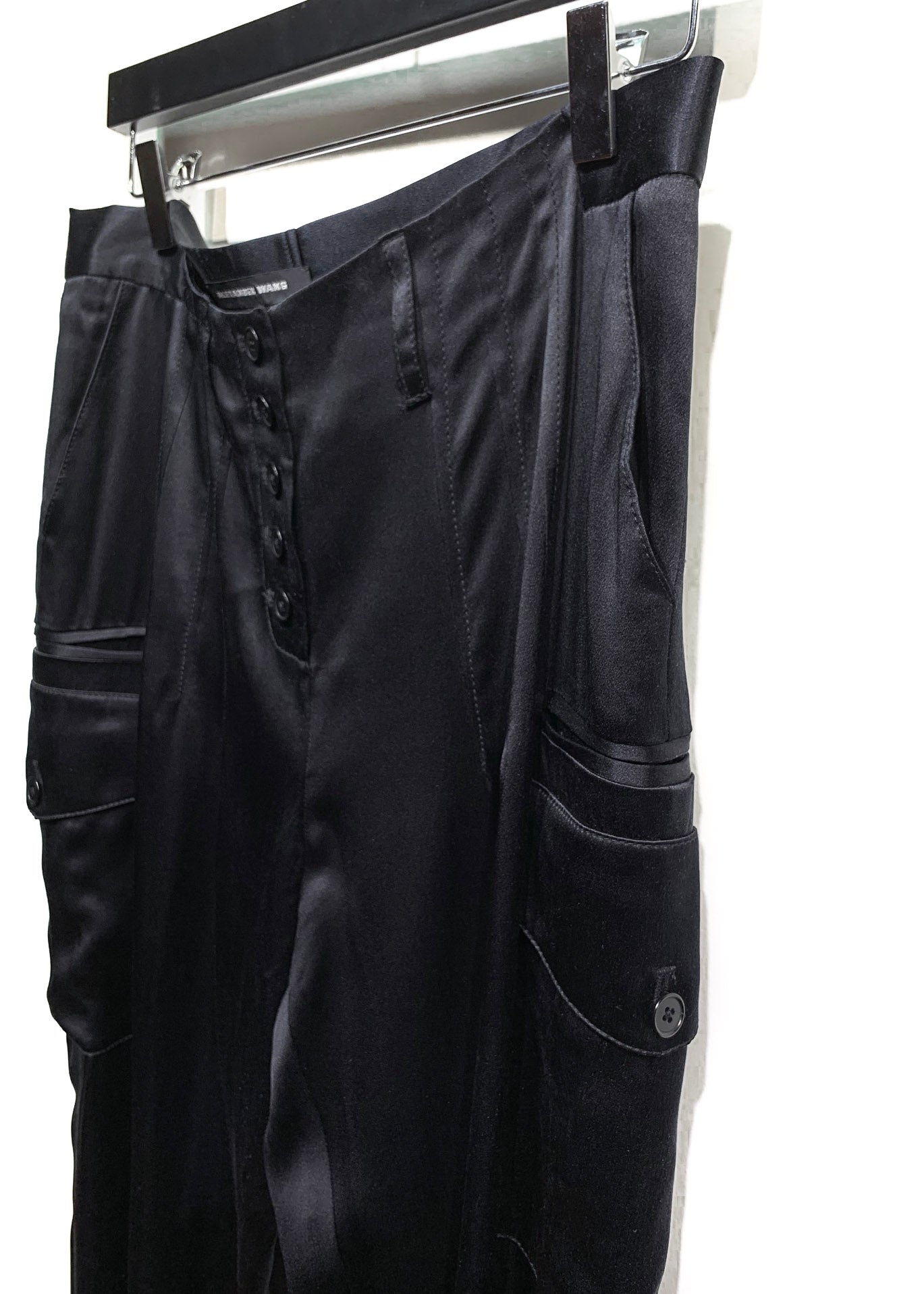 Alexander Wang Black Satin Silk Cargo Trousers – Boutique LUC.S