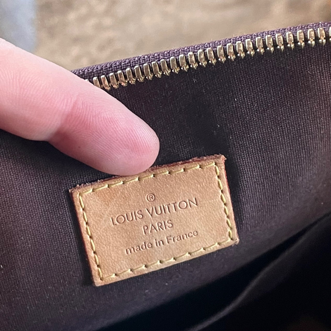 Louis Vuitton Paris LV Alma Burgundy Epi Patent Leather Women’s Bag GM