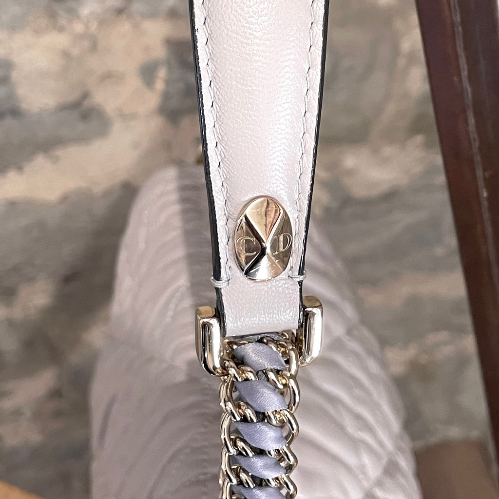 Christian Dior Grey Cannage Gaufre Delices Leather Flap Shoulder Bag