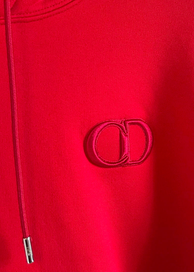 Dior Red CD Icon Embroidered Hoodie