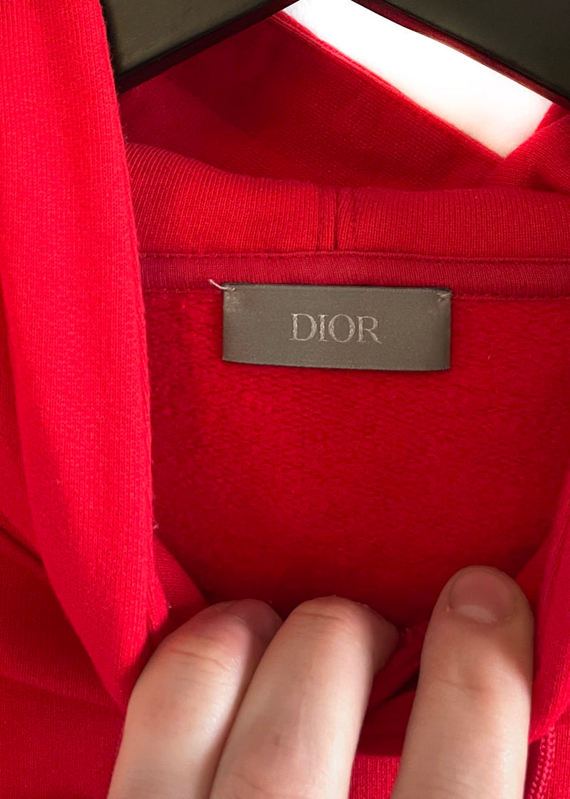 Sweat à capuche brodé Dior Icon CD rouge