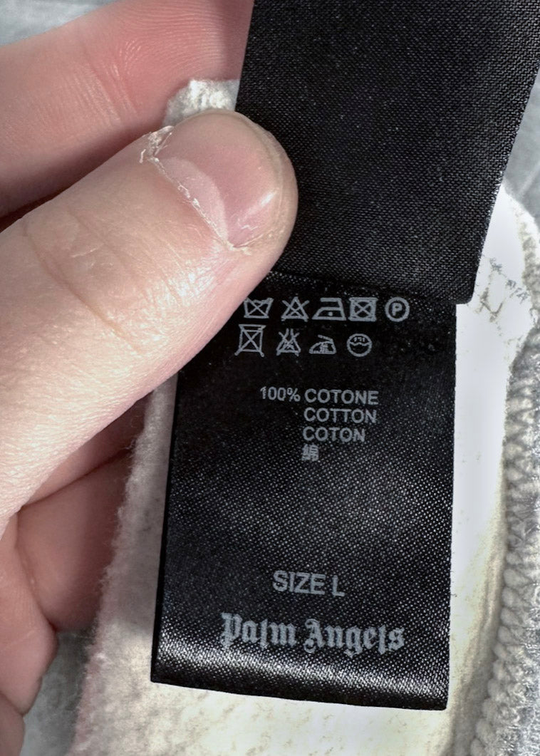 Palm Angels Gold Appliqué Bullion Logo Grey Sweatshirt