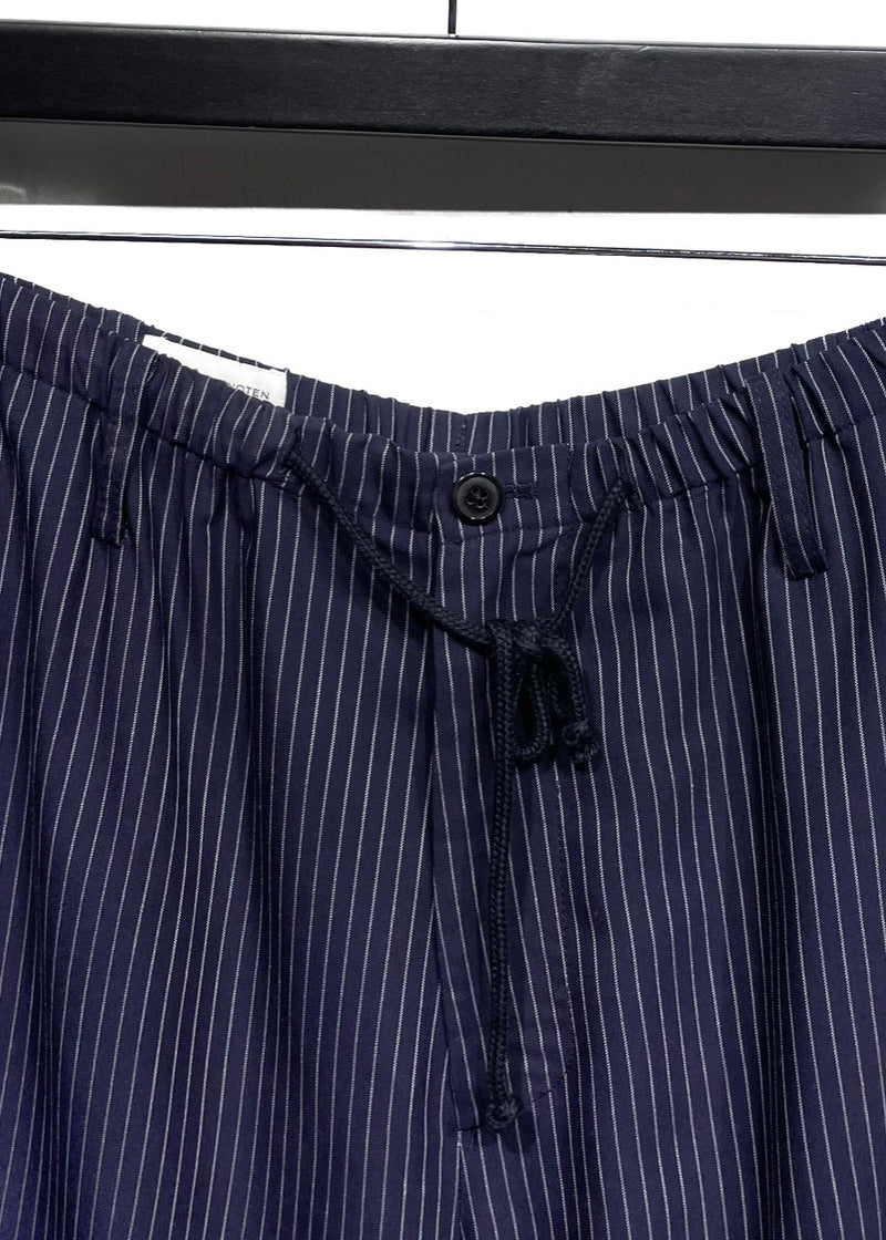 Pantalon de survêtement Dries Van Noten SS20 Peiny bleu marine à fines rayures