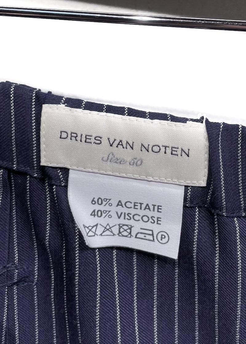 Pantalon de survêtement Dries Van Noten SS20 Peiny bleu marine à fines rayures