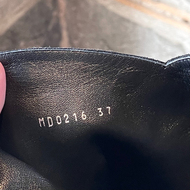 Bottes cuissardes en suède noir Christian Dior avec logo sphérique