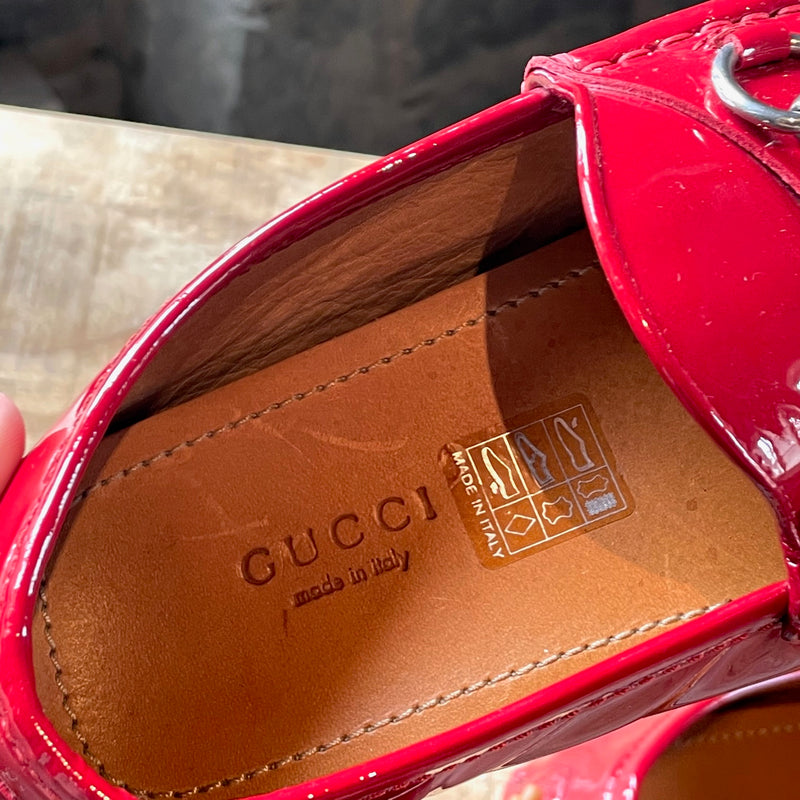 Gucci Red Patent Leather Horsebit Driving Loafers