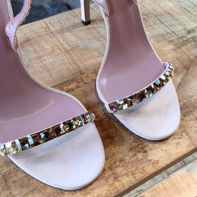 Gucci Light Pink Mallory Crystal Heeled Sandals