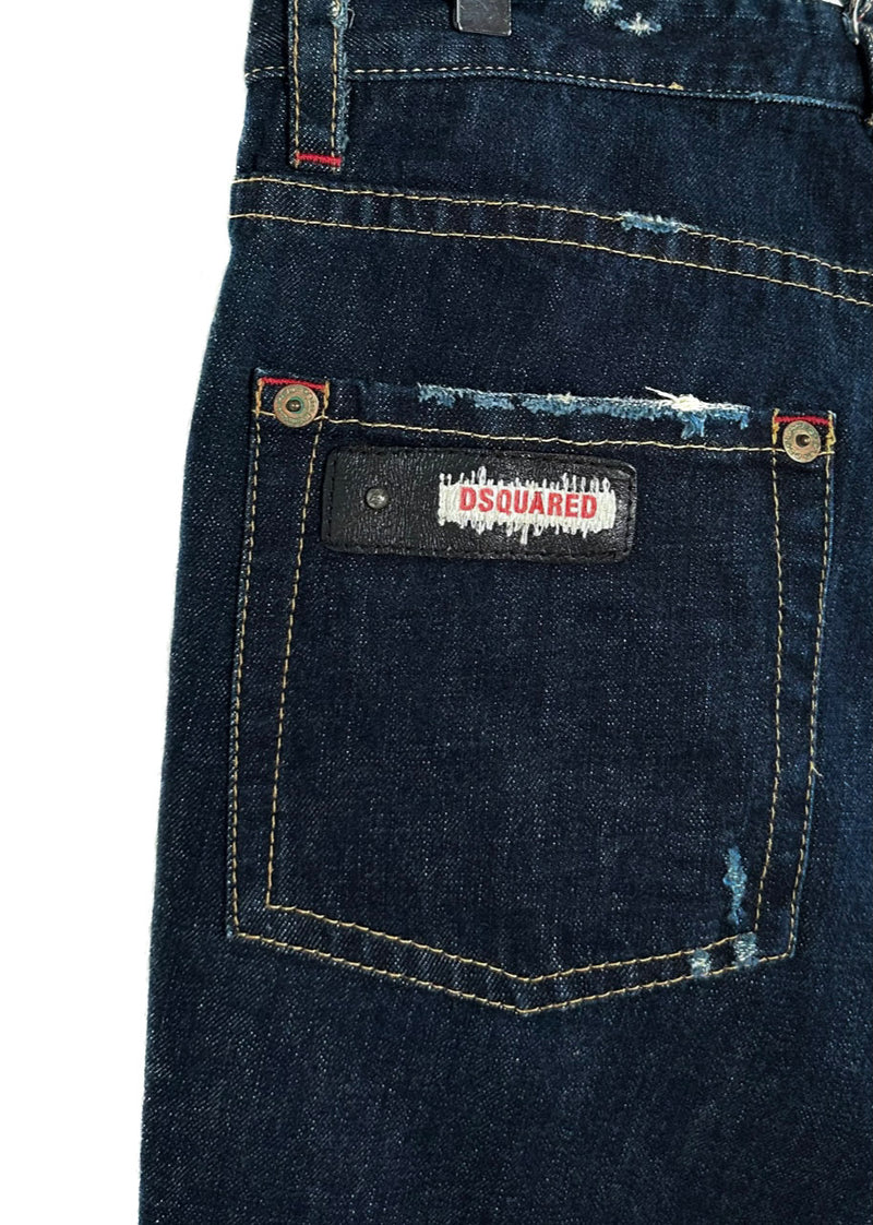 Dsquared2 Dark Indigo Jeans with Black Leather Pull