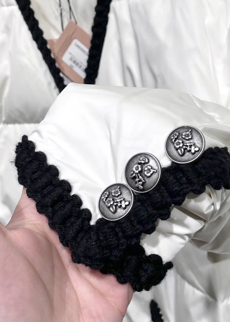 Miu Miu 2020 Re-nylon White Down Jacket With Black Trims