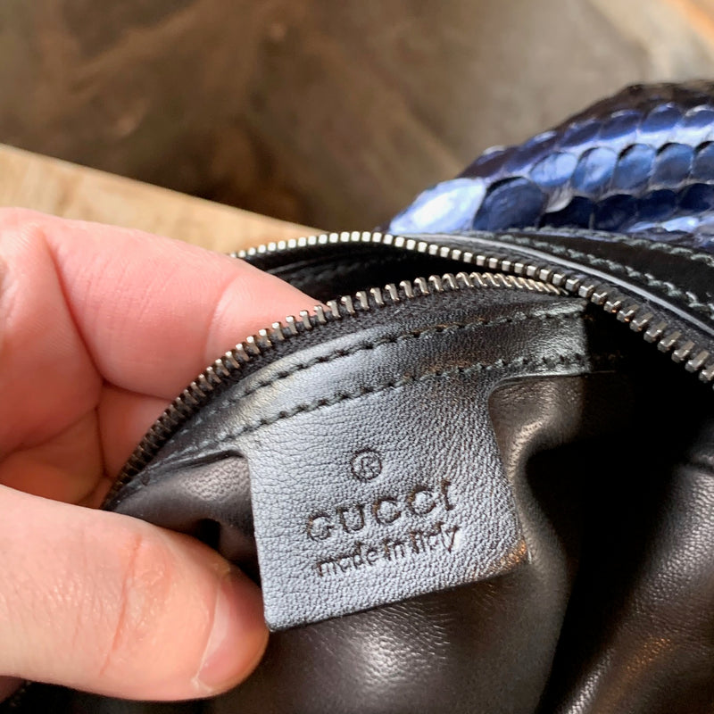 Gucci Navy Python Hobo Bag