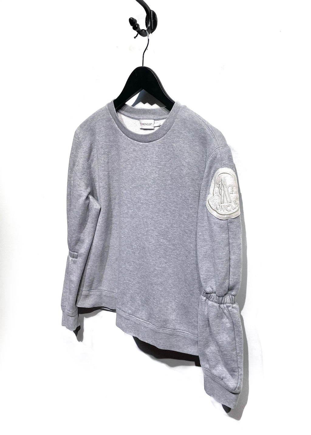 Moncler Grey Gathered Sleeves Maglia Girocollo Sweatshirt