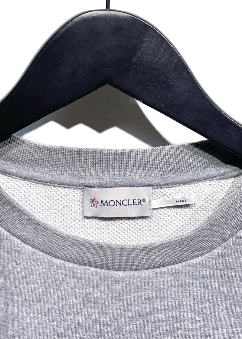 Sweat-shirt gris à manches froncées Moncler Maglia Girocollo