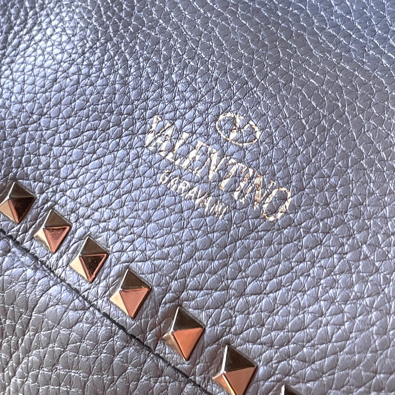 Valentino Grey Leather Rockstud Medium Shopping Tote