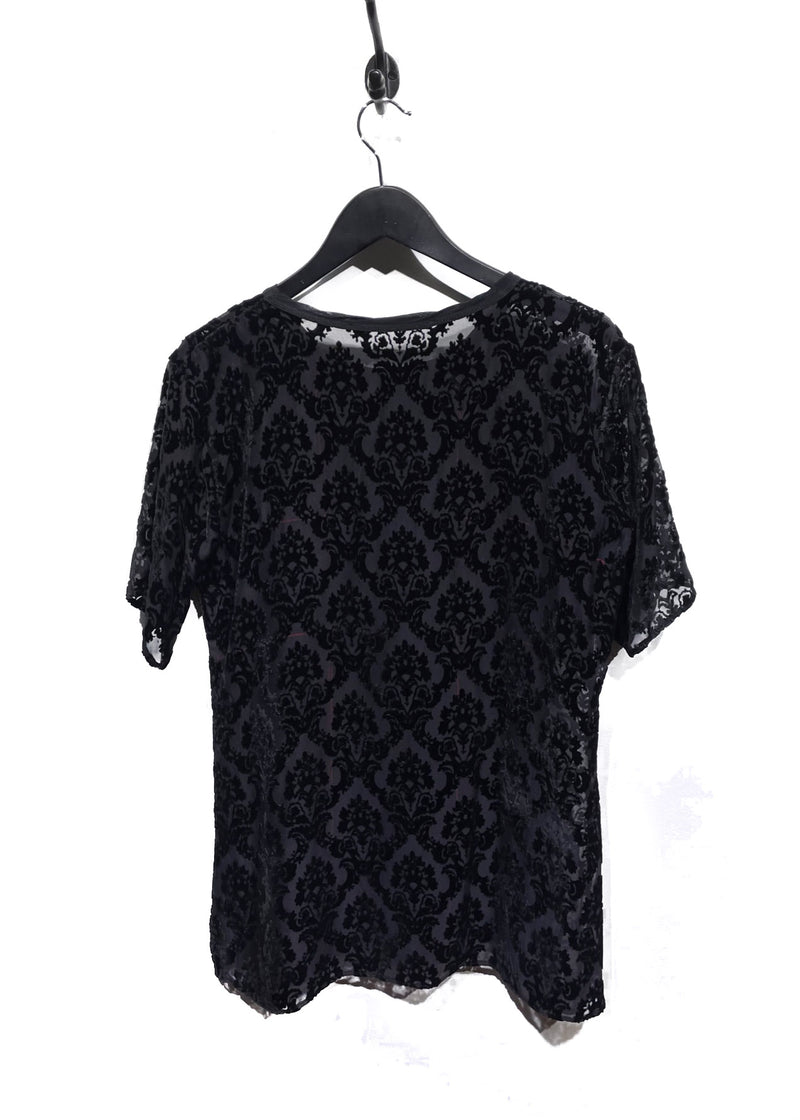 Givenchy Black Velvet Dévoré Faun Print Silk Panel T-shirt