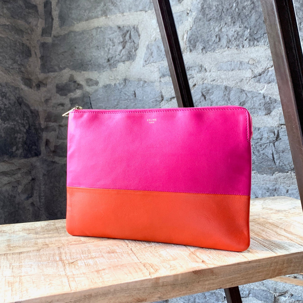 Céline Pink and Orange Colorblock Pochette