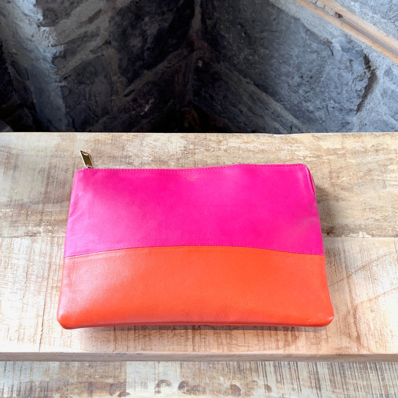 Pochette Céline bicolore rose et orange