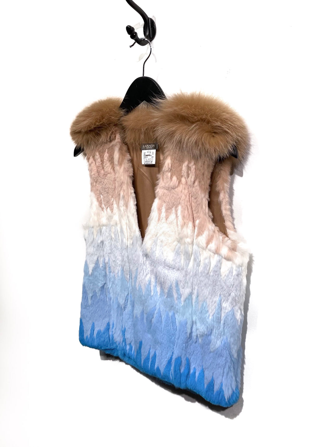 Lanvin Multicolor Rabbit and Fox Fur Vest