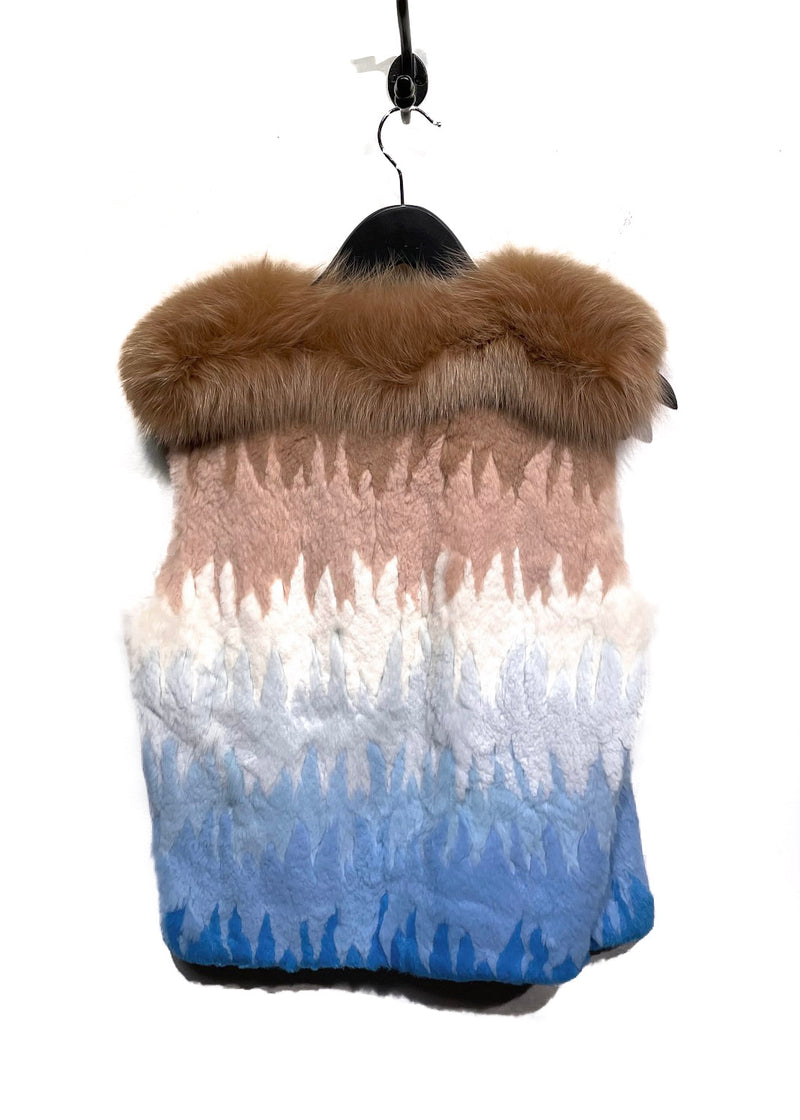 Lanvin Multicolor Rabbit and Fox Fur Vest