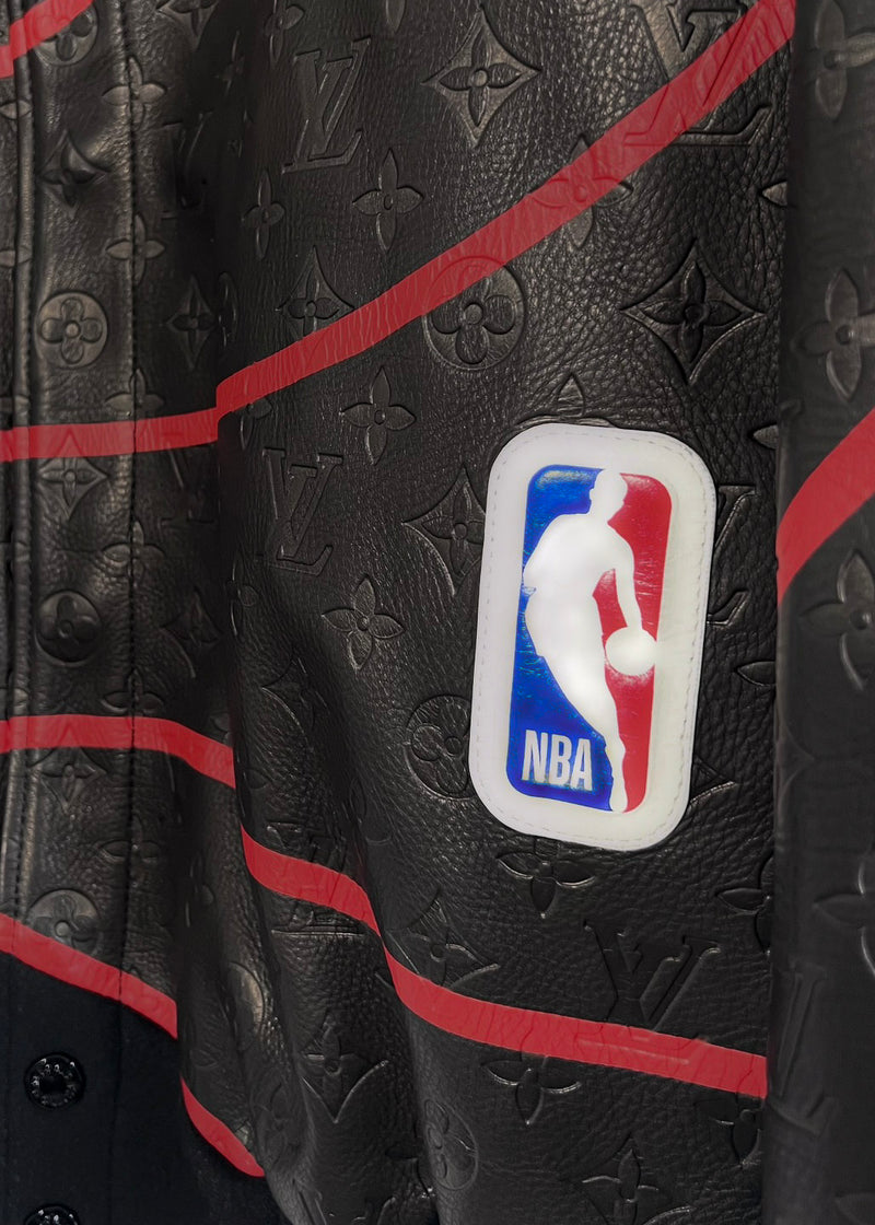 Manteau de moto en cuir Louis Vuitton x NBA SS2021 Monogram Obscur