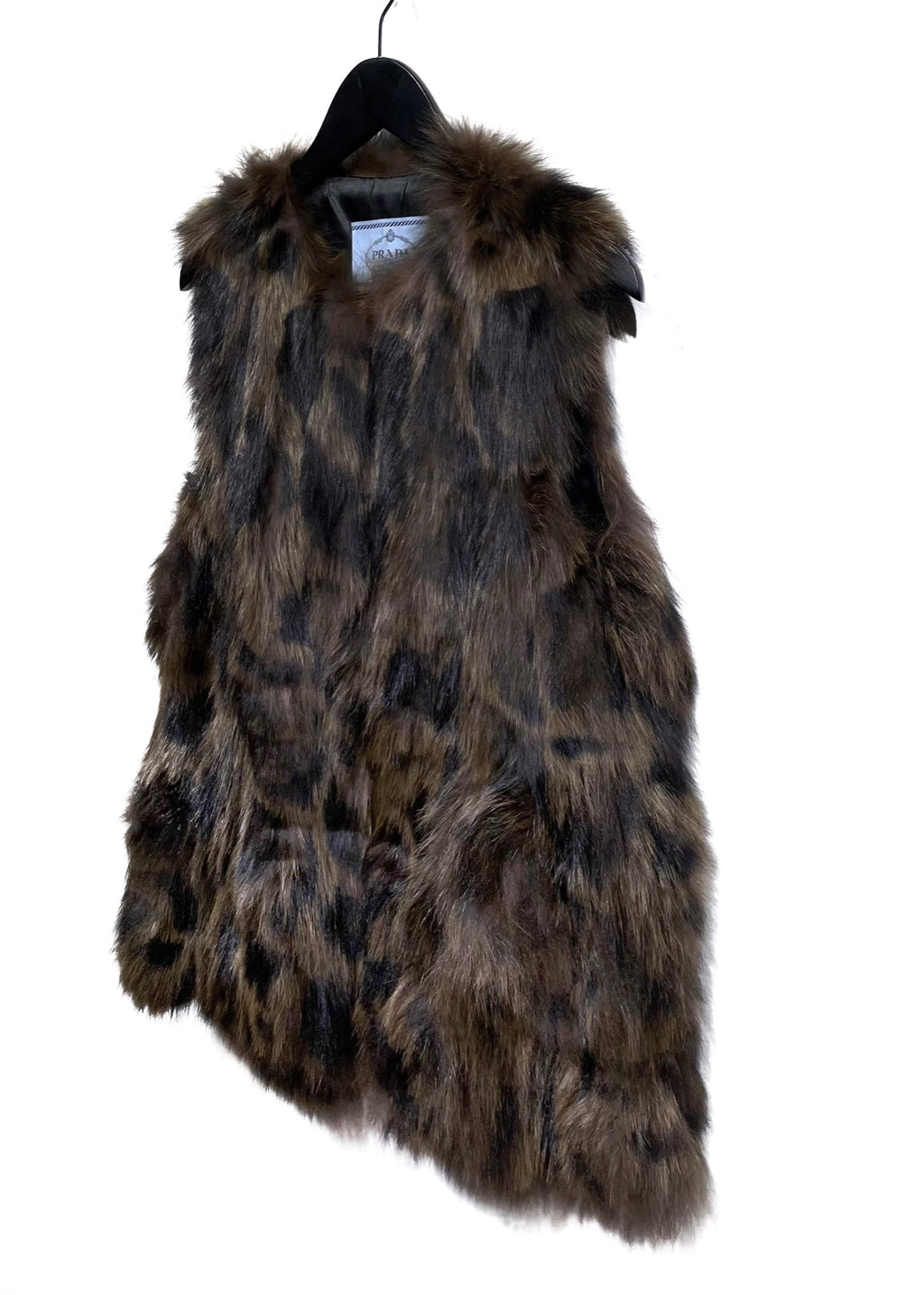 Prada Printed Brown Fox Fur Vest