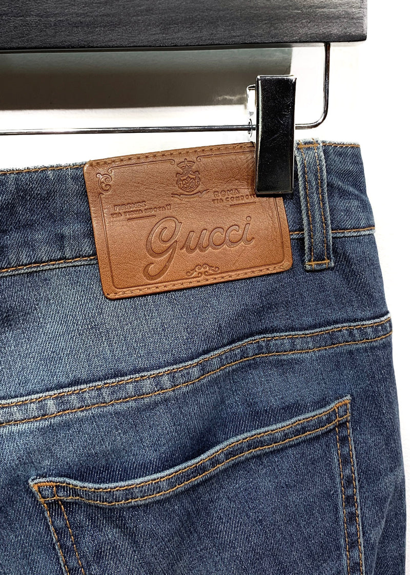 Jeans ajusté Gucci bleu délavé à taille basse