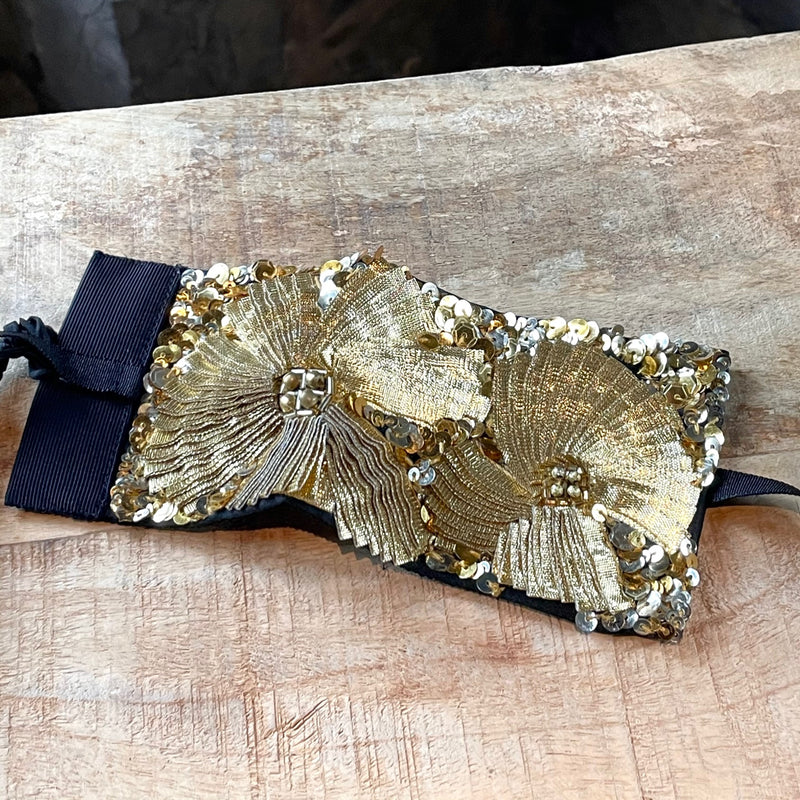Dries Van Noten Gold Sequinned Wrap Bracelet