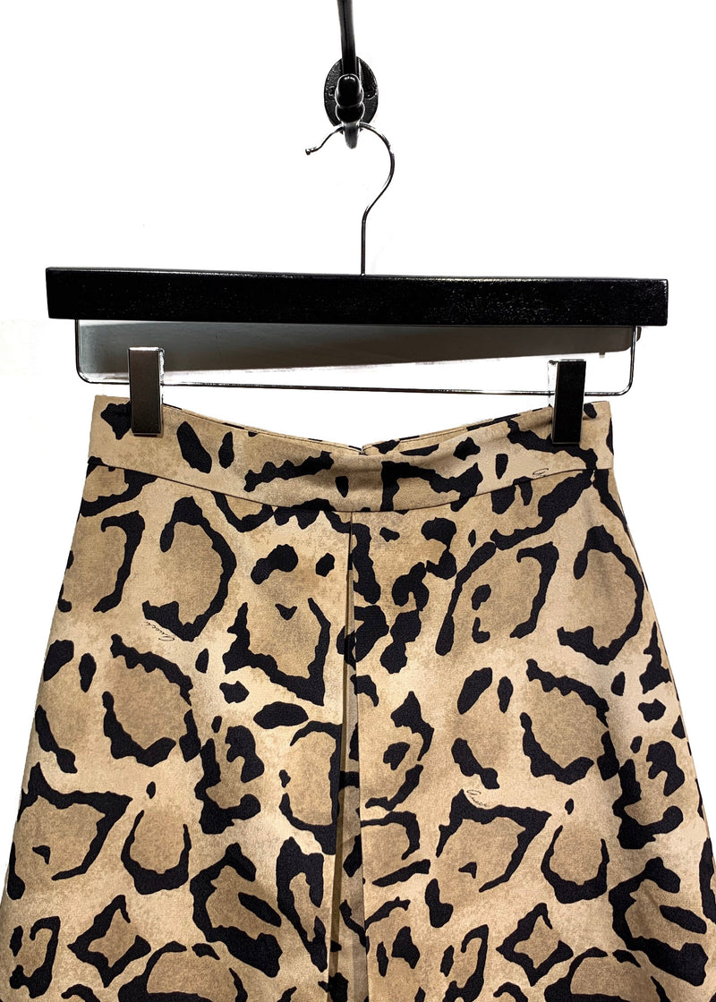 Gucci Leopard Print Silk A-line Skirt