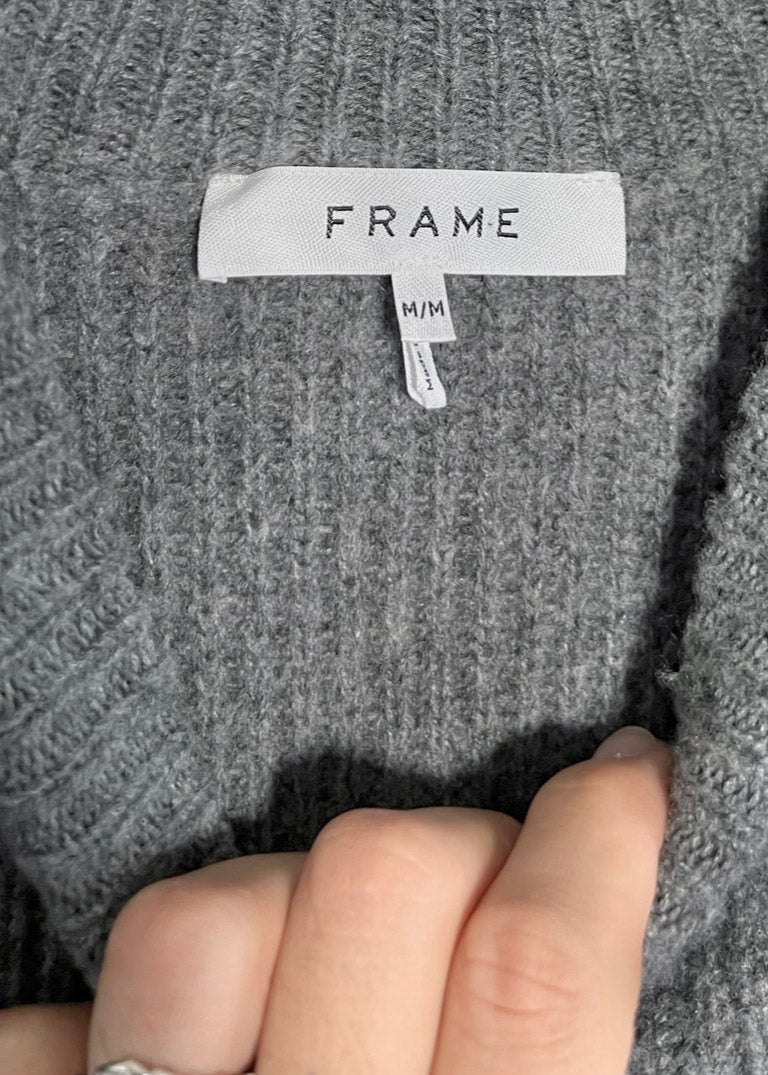 Frame Grey Ribbed Wool Cashmere Sweater