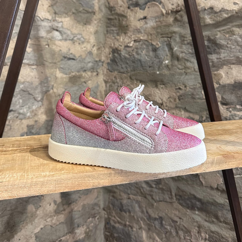 Giuseppe Zanotti Pink Silver Glitter Gail Low-top Sneakers