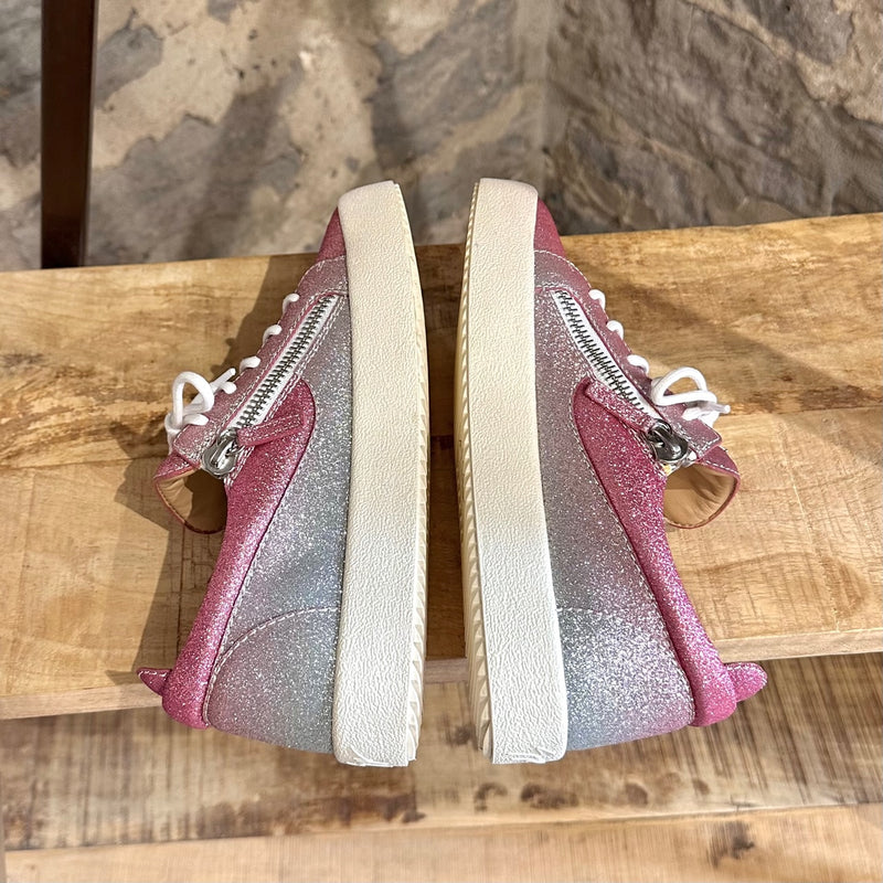 Giuseppe Zanotti Pink Silver Glitter Gail Low-top Sneakers