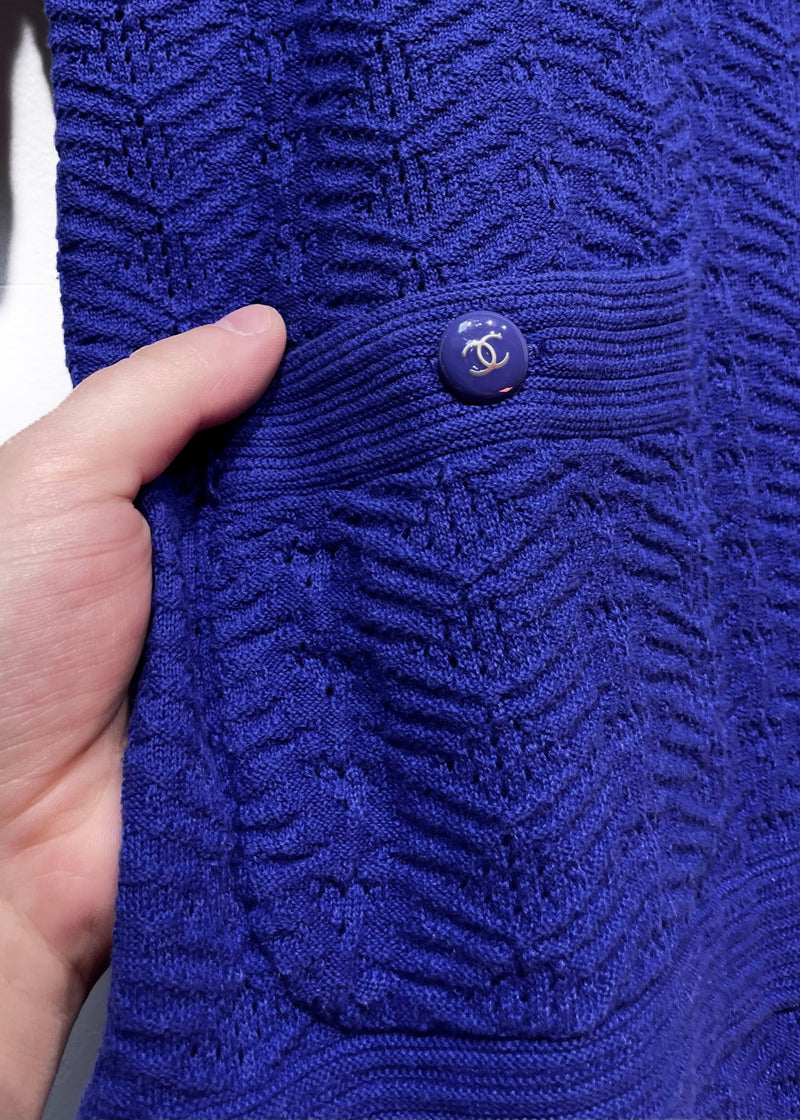 Robe extensible en tricot bleu cobalt Chanel 2013