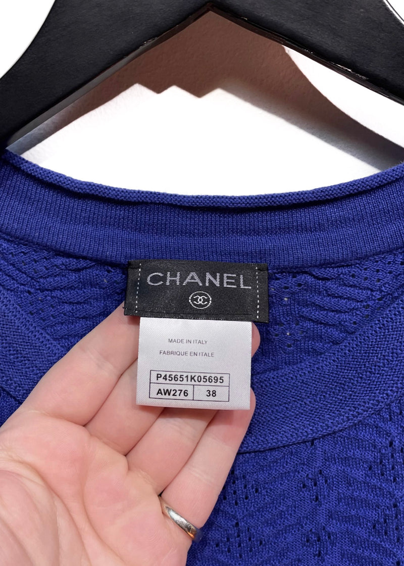 Robe extensible en tricot bleu cobalt Chanel 2013