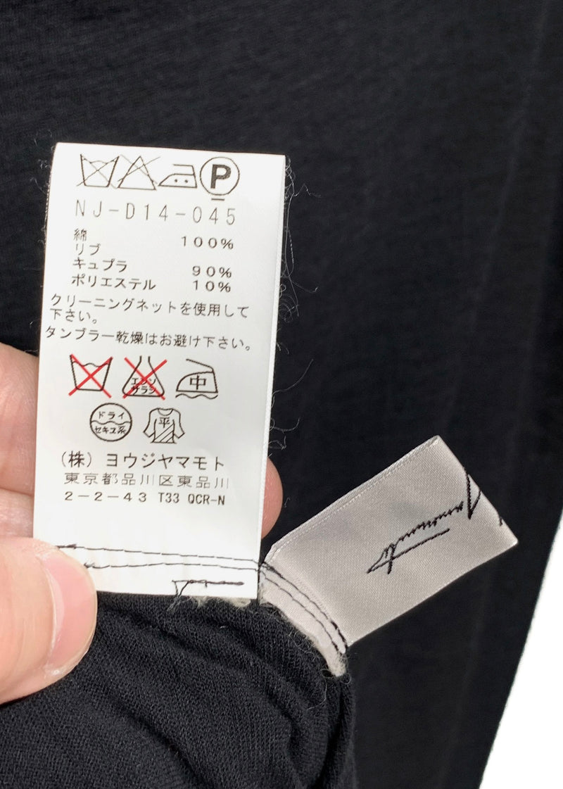 T-shirt long asymétrique noir Yohji Yamamoto