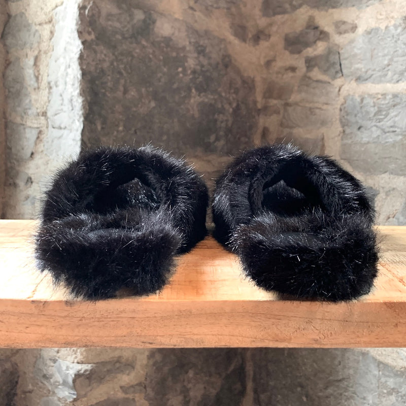 Simone Rocha Black Faux Fur Slides Sandals