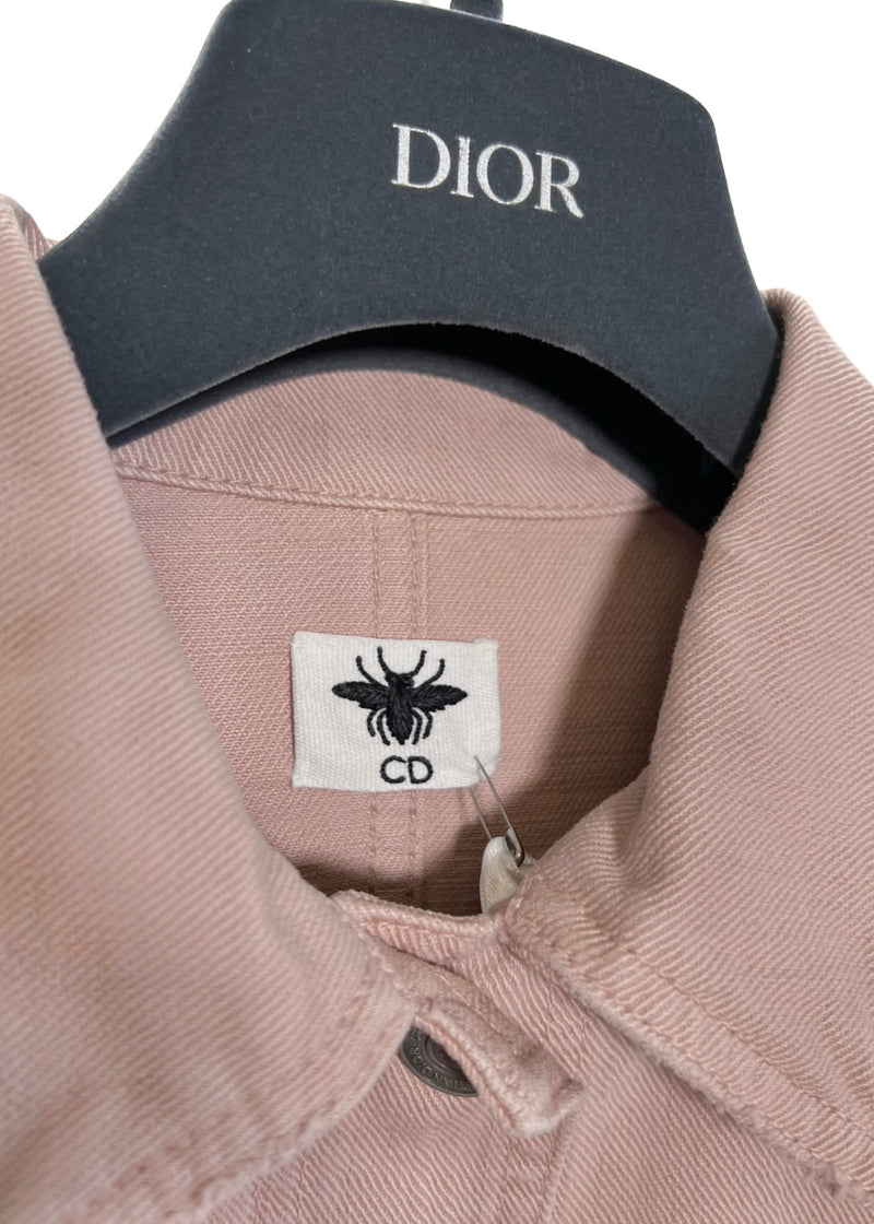 Veste en jean rose brodée abeille Dior