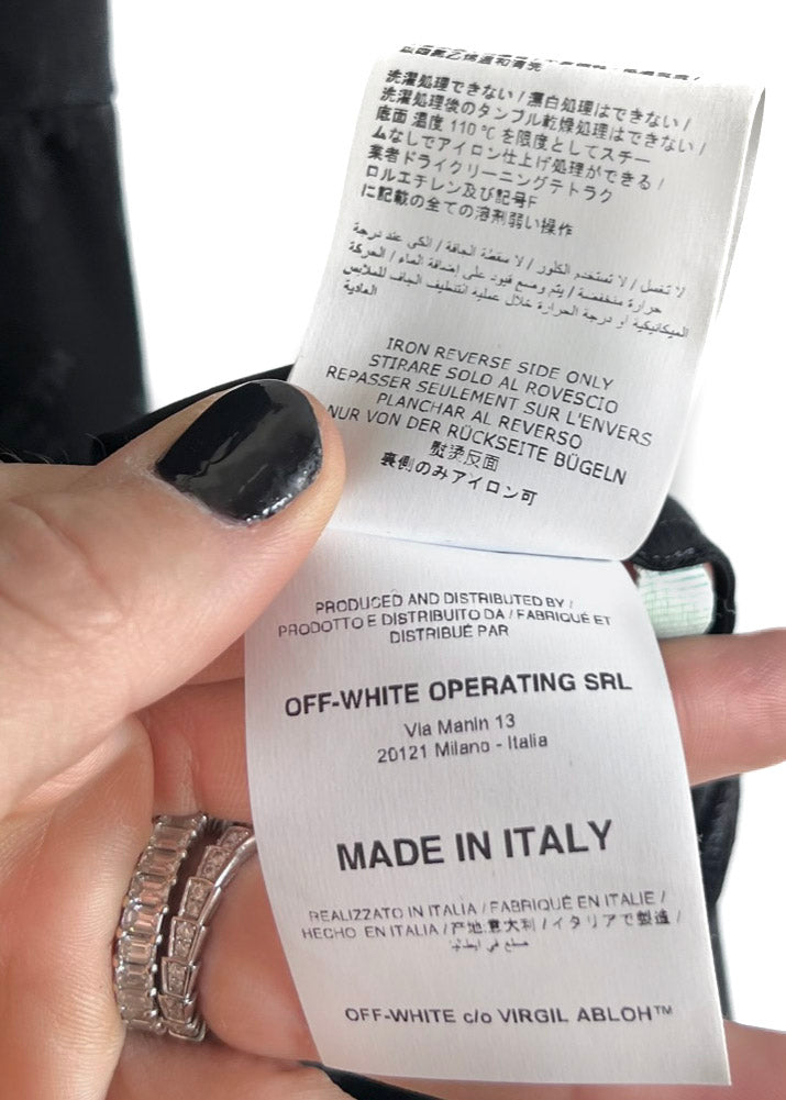 Off-White 2019 Black Logo Satin Dress